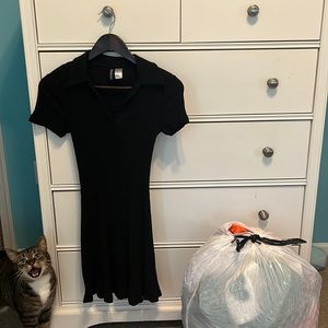 Ribbed Black collar dress